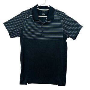 OAKLEY Golf Polo Shirt Striped Colorblock Stretch Mens Size Medium Gray Purple